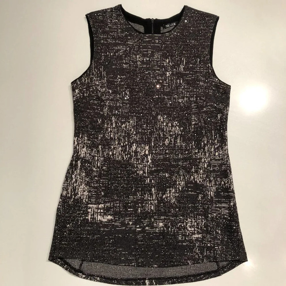 NIC+ZOE Sleeveless Crew Neck Knit Top Abstract Print w Sparkle Gray Sz M NWOT - Picture 11 of 11